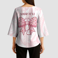 New Zealand Nurses RN Personalised Kimono Sleeve Blouse Pink Stethoscope Coquette Bow Maori Motif
