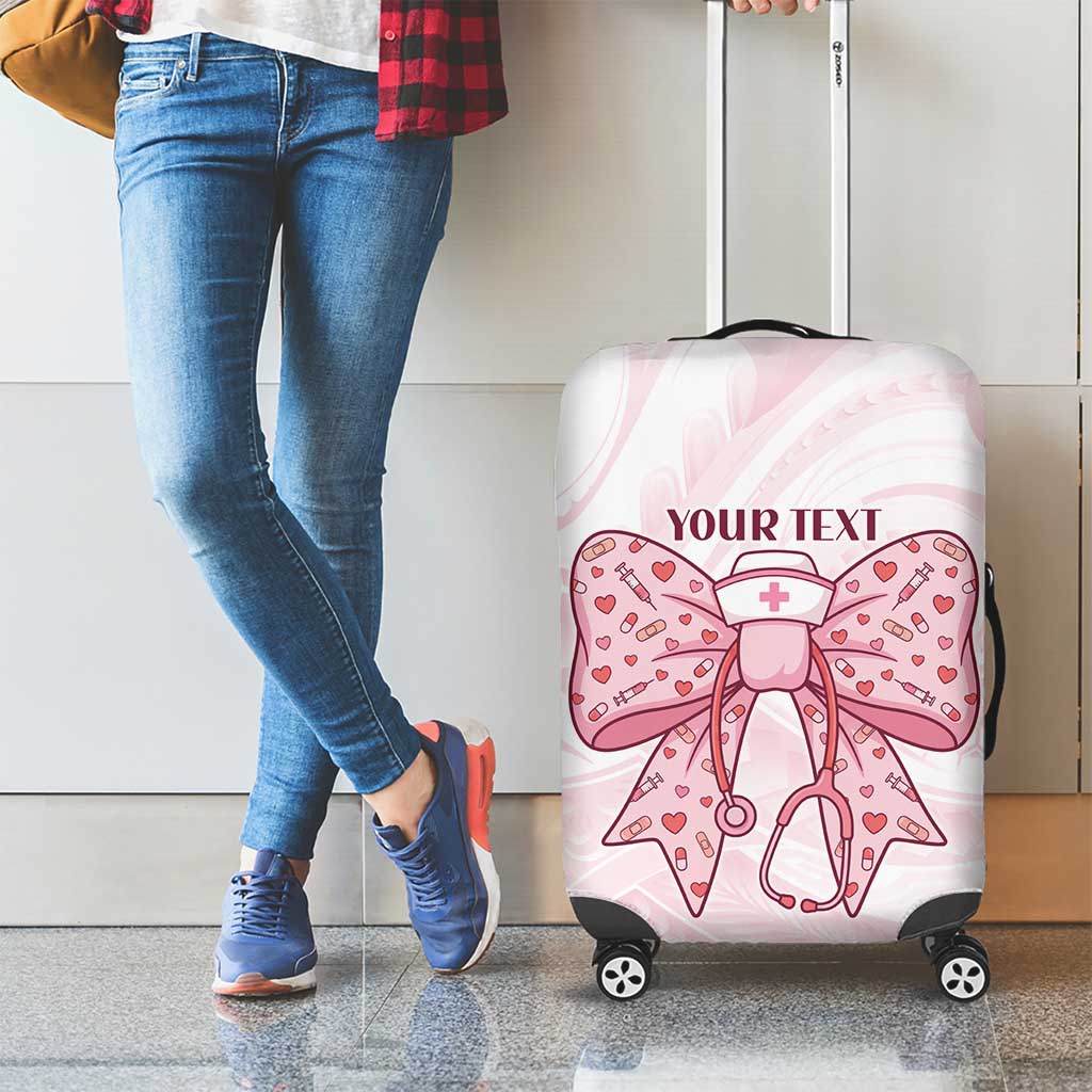 New Zealand Nurses RN Personalised Luggage Cover Pink Stethoscope Coquette Bow Maori Motif LT9 - Polynesian Pride
