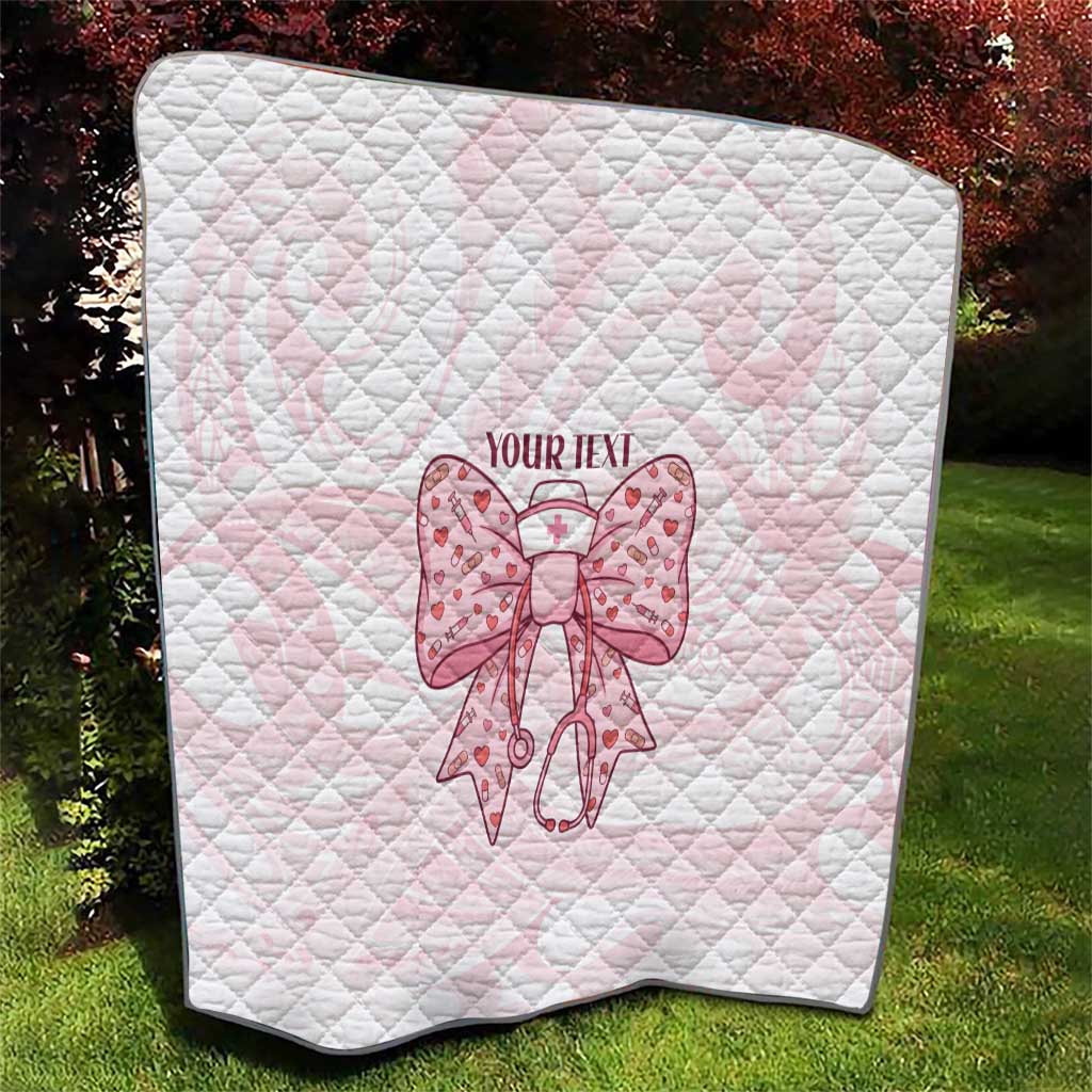 New Zealand Nurses RN Personalised Quilt Pink Stethoscope Coquette Bow Maori Motif