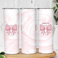 New Zealand Nurses RN Personalised Skinny Tumbler Pink Stethoscope Coquette Bow Maori Motif LT9 - Polynesian Pride