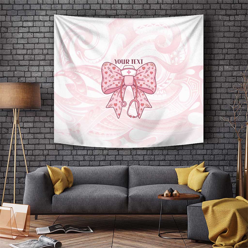 New Zealand Nurses RN Personalised Tapestry Pink Stethoscope Coquette Bow Maori Motif