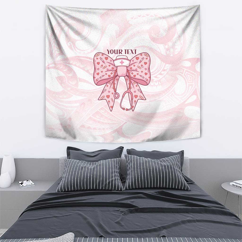 New Zealand Nurses RN Personalised Tapestry Pink Stethoscope Coquette Bow Maori Motif