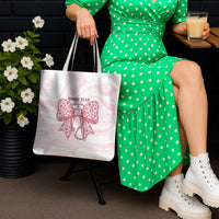 New Zealand Nurses RN Personalised Tote Bag Pink Stethoscope Coquette Bow Maori Motif
