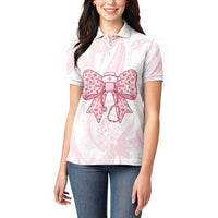 New Zealand Nurses RN Personalised Women Polo Shirt Pink Stethoscope Coquette Bow Maori Motif LT9 - Polynesian Pride