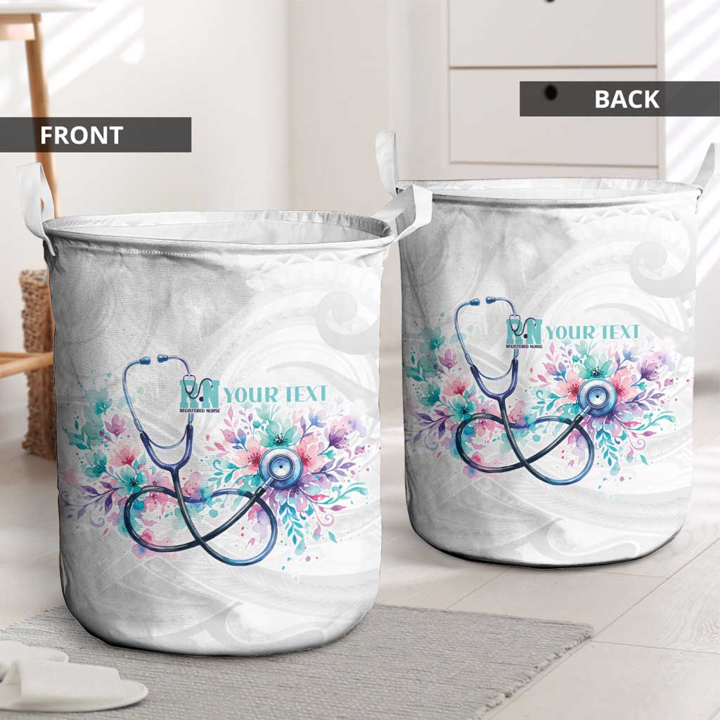 New Zealand Nurses RN Personalised Laundry Basket Stethoscope Floral Maori Motif LT9 - Polynesian Pride