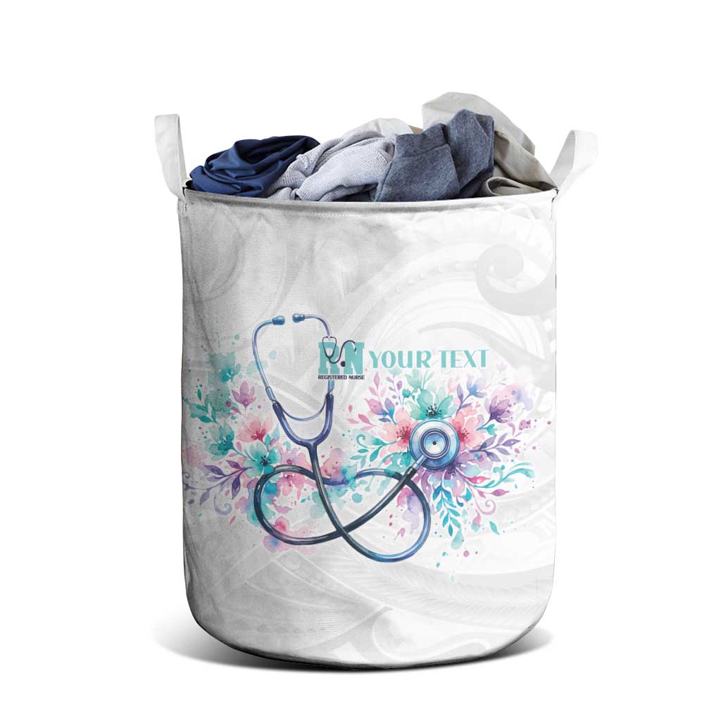 New Zealand Nurses RN Personalised Laundry Basket Stethoscope Floral Maori Motif LT9 - Polynesian Pride