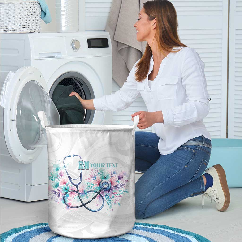 New Zealand Nurses RN Personalised Laundry Basket Stethoscope Floral Maori Motif LT9 - Polynesian Pride