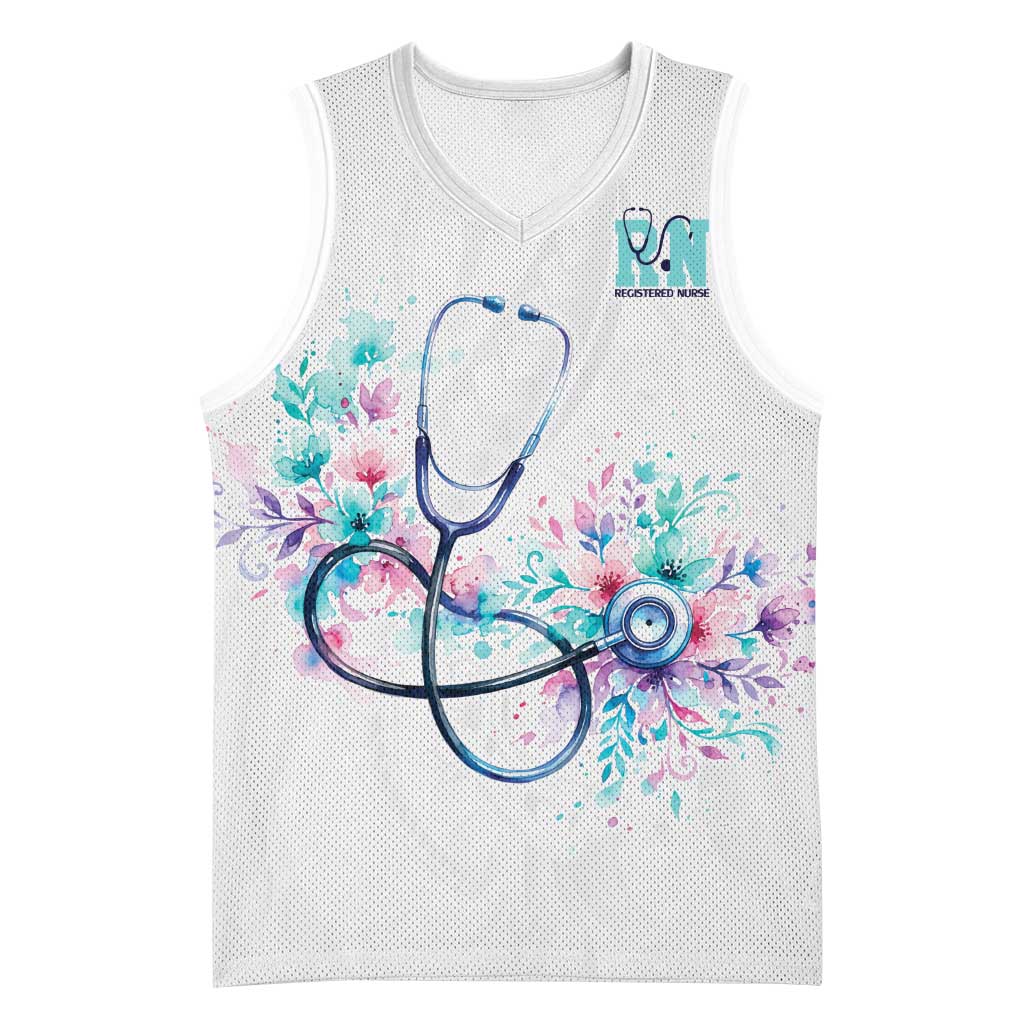 New Zealand Nurses RN Personalised Basketball Jersey Stethoscope Floral Maori Motif