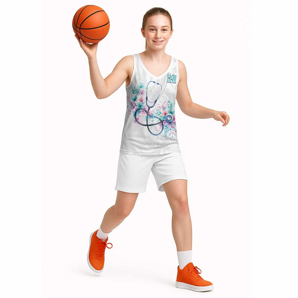 New Zealand Nurses RN Personalised Basketball Jersey Stethoscope Floral Maori Motif LT9 - Polynesian Pride