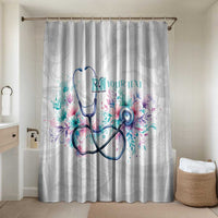 New Zealand Nurses RN Personalised Bathroom Set Stethoscope Floral Maori Motif LT9 Shower Curtain Only White - Polynesian Pride