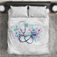 New Zealand Nurses RN Personalised Bedding Set Stethoscope Floral Maori Motif