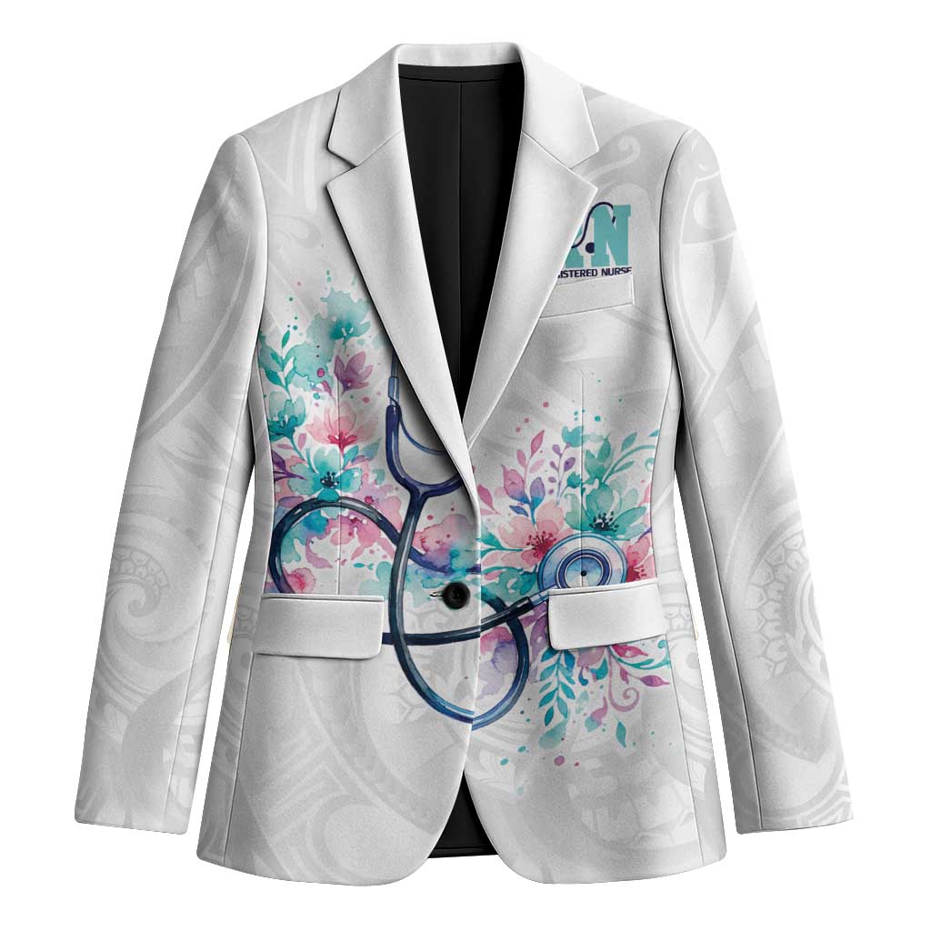 New Zealand Nurses RN Personalised Blazer Stethoscope Floral Maori Motif