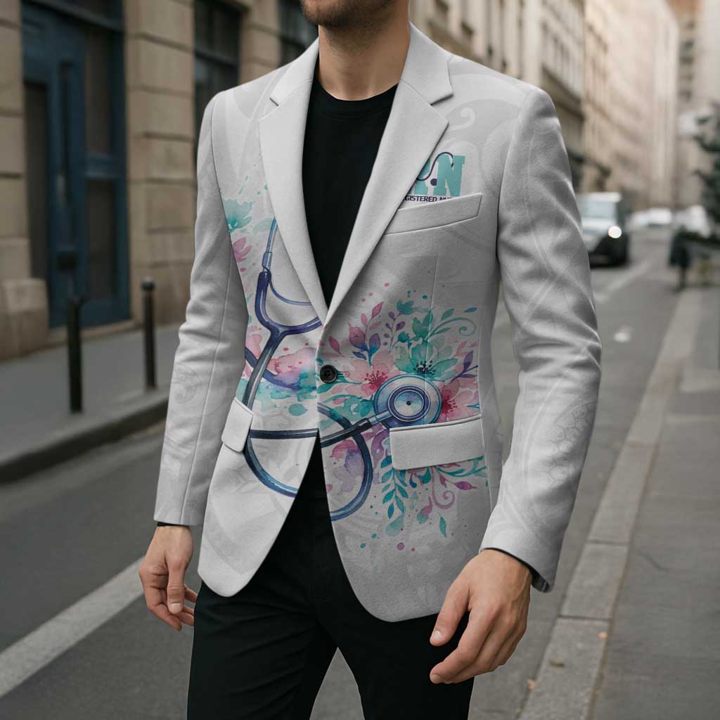 New Zealand Nurses RN Personalised Blazer Stethoscope Floral Maori Motif