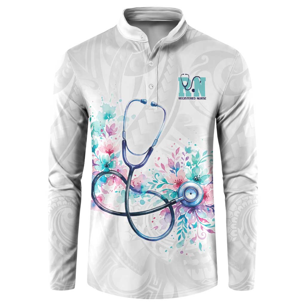 New Zealand Nurses RN Personalised Button Sweatshirt Stethoscope Floral Maori Motif