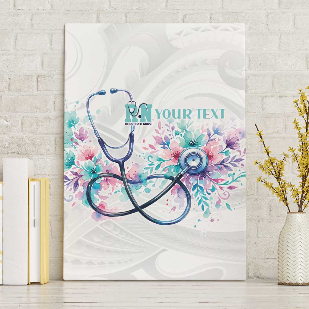 New Zealand Nurses RN Personalised Canvas Wall Art Stethoscope Floral Maori Motif