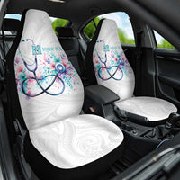 New Zealand Nurses RN Personalised Car Seat Cover Stethoscope Floral Maori Motif LT9 One Size White - Polynesian Pride
