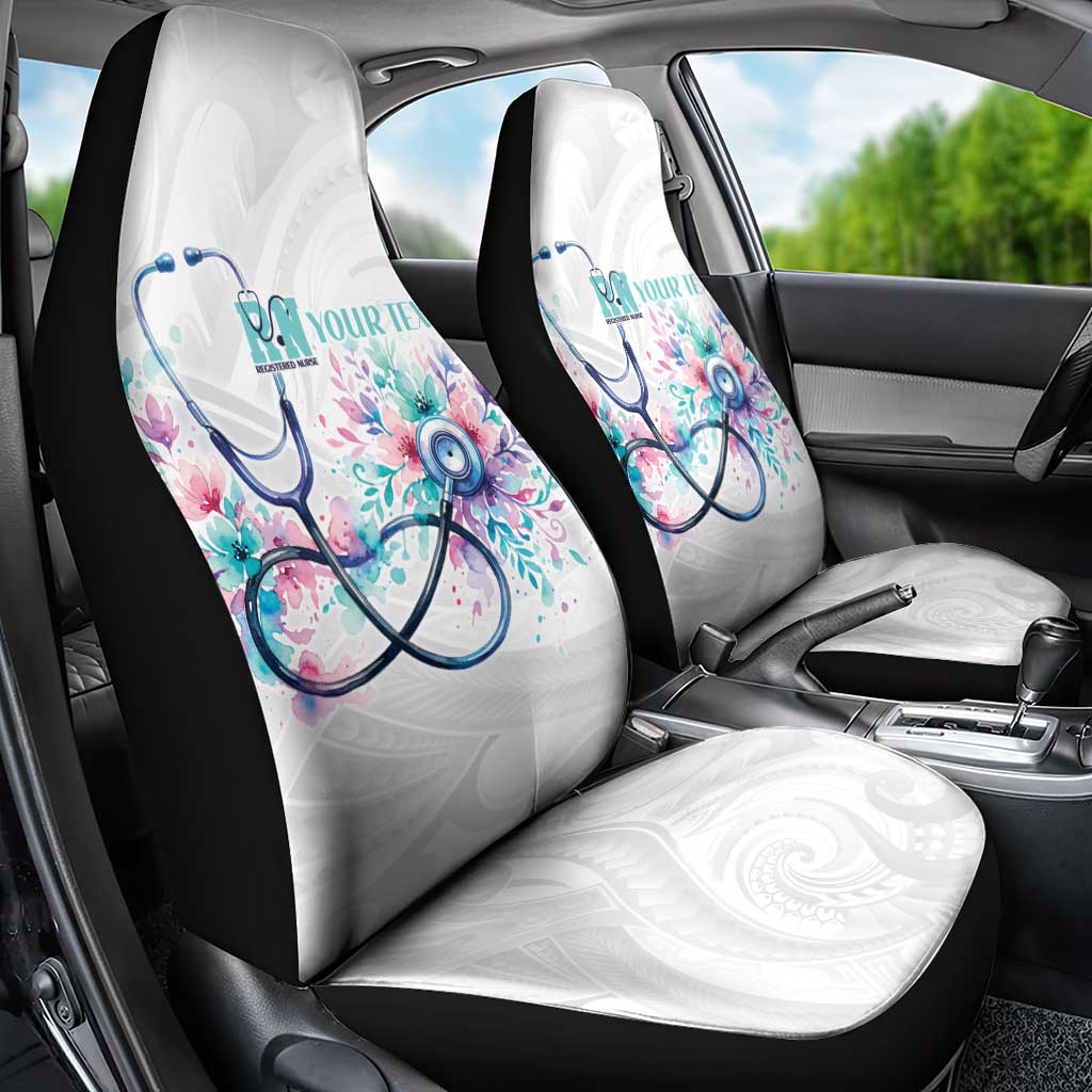 New Zealand Nurses RN Personalised Car Seat Cover Stethoscope Floral Maori Motif LT9 - Polynesian Pride