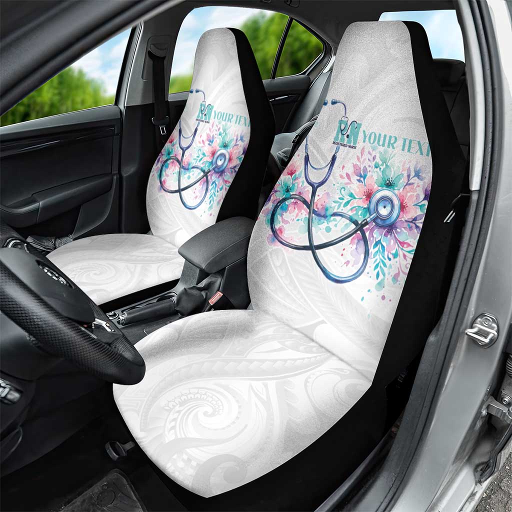 New Zealand Nurses RN Personalised Car Seat Cover Stethoscope Floral Maori Motif LT9 - Polynesian Pride