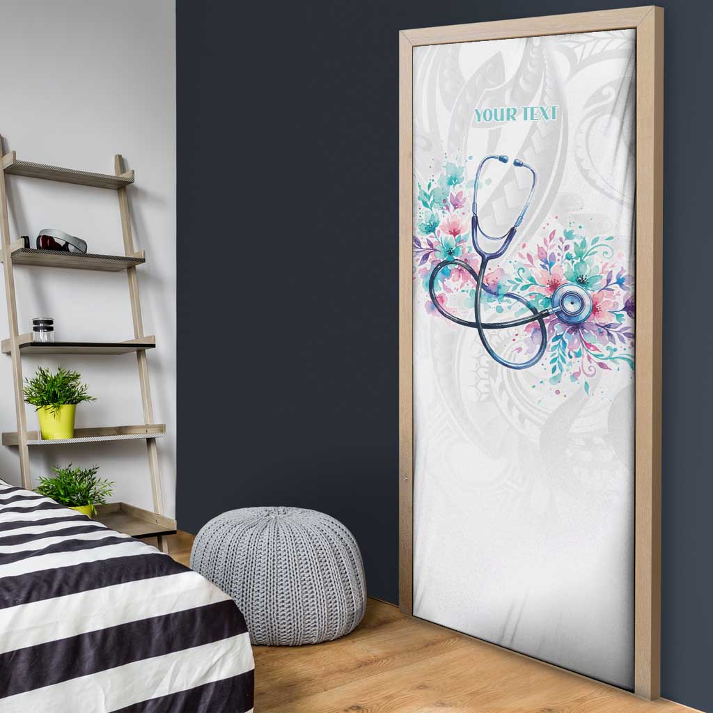 New Zealand Nurses RN Personalised Door Cover Stethoscope Floral Maori Motif LT9 - Polynesian Pride