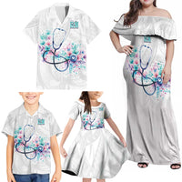 New Zealand Nurses RN Personalised Family Matching Off Shoulder Maxi Dress and Hawaiian Shirt Stethoscope Floral Maori Motif LT9 - Polynesian Pride