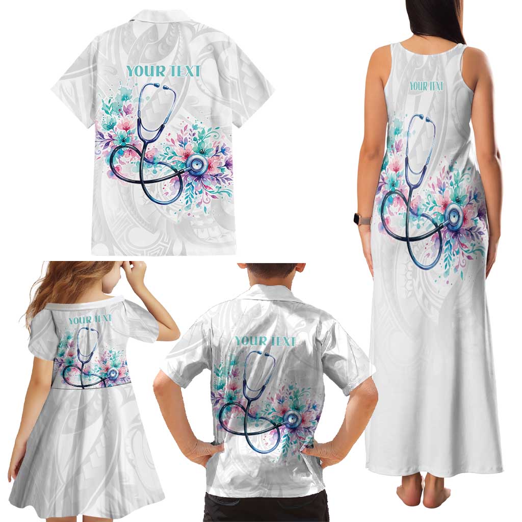 New Zealand Nurses RN Personalised Family Matching Tank Maxi Dress and Hawaiian Shirt Stethoscope Floral Maori Motif LT9 - Polynesian Pride