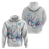 New Zealand Nurses RN Personalised Hoodie Stethoscope Floral Maori Motif