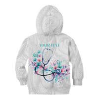 New Zealand Nurses RN Personalised Kid Hoodie Stethoscope Floral Maori Motif LT9 - Polynesian Pride