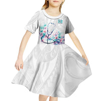 New Zealand Nurses RN Personalised Kid Short Sleeve Dress Stethoscope Floral Maori Motif LT9 - Polynesian Pride