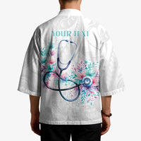 New Zealand Nurses RN Personalised Kimono Stethoscope Floral Maori Motif