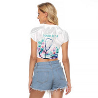 New Zealand Nurses RN Personalised Raglan Cropped T Shirt Stethoscope Floral Maori Motif LT9 - Polynesian Pride
