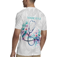New Zealand Nurses RN Personalised Rugby Jersey Stethoscope Floral Maori Motif