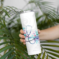 New Zealand Nurses RN Personalised Skinny Tumbler Stethoscope Floral Maori Motif LT9 - Polynesian Pride