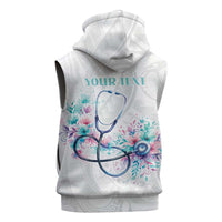 New Zealand Nurses RN Personalised Sleeveless Hoodie Stethoscope Floral Maori Motif LT9 - Polynesian Pride