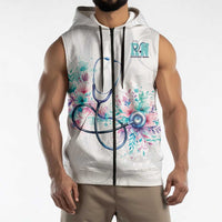 New Zealand Nurses RN Personalised Sleeveless Zip Hoodie Stethoscope Floral Maori Motif LT9 - Polynesian Pride
