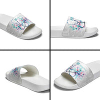 New Zealand Nurses RN Personalised Slide Sandals Stethoscope Floral Maori Motif