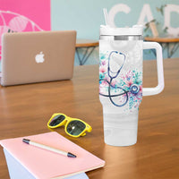 New Zealand Nurses RN Personalised Tumbler With Handle Stethoscope Floral Maori Motif