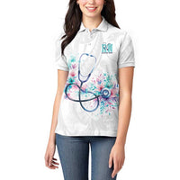 New Zealand Nurses RN Personalised Women Polo Shirt Stethoscope Floral Maori Motif LT9 - Polynesian Pride