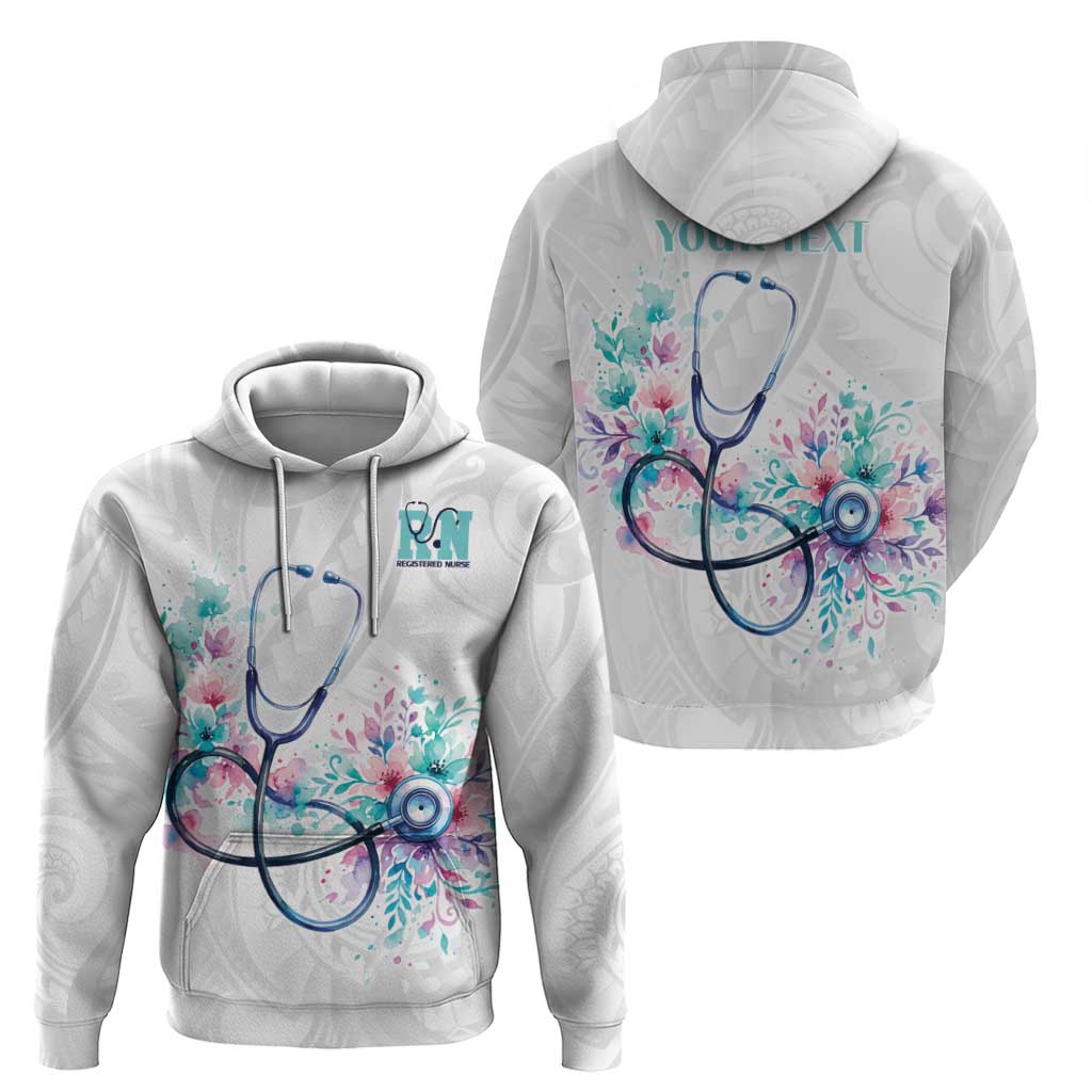 New Zealand Nurses RN Personalised Zip Hoodie Stethoscope Floral Maori Motif LT9 - Polynesian Pride