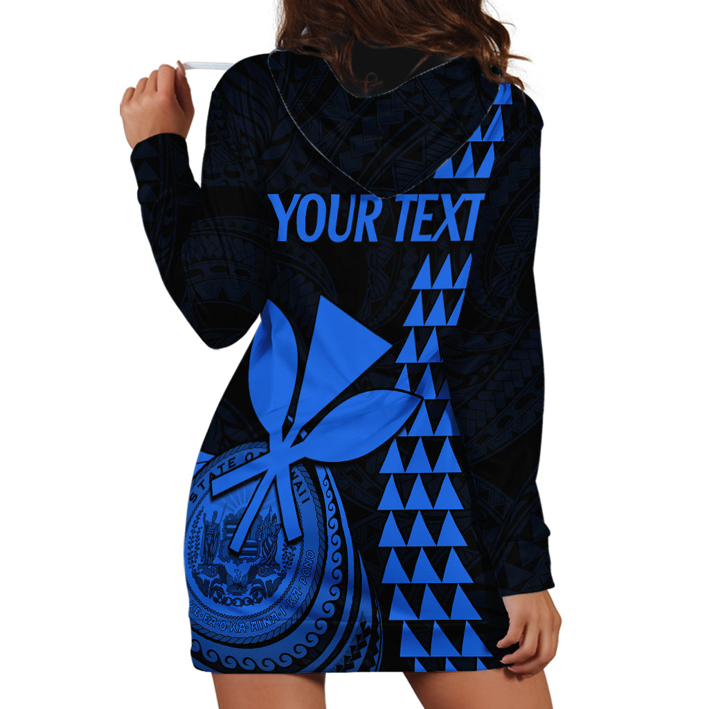 Custom Hawaii Hoodie Dress King Kamehameha - Blue LT9 - Polynesian Pride
