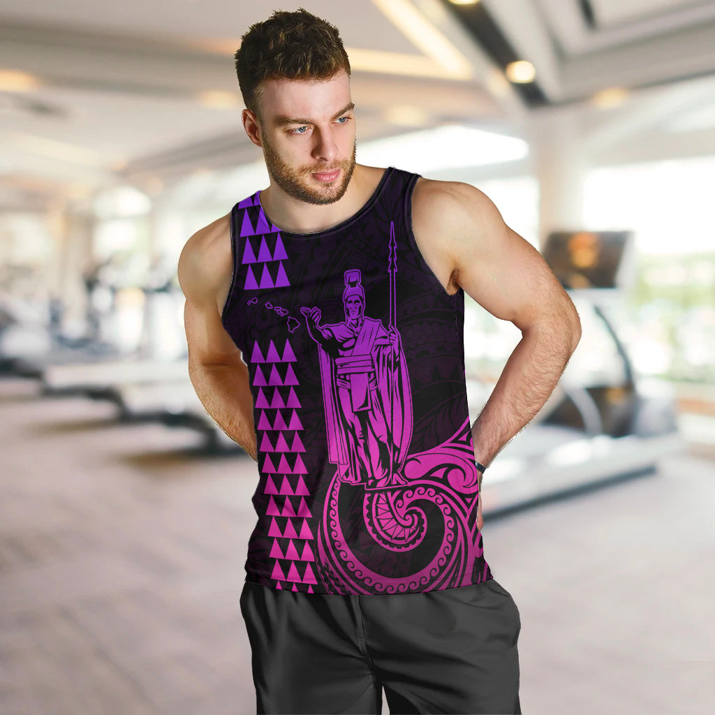 Custom Hawaii Men Tank Top King Kamehameha - Pink Gradient LT9 - Polynesian Pride