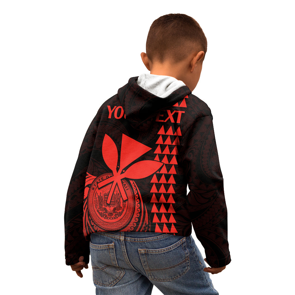 Custom Hawaii Kid Hoodie King Kamehameha - Red LT9 - Polynesian Pride