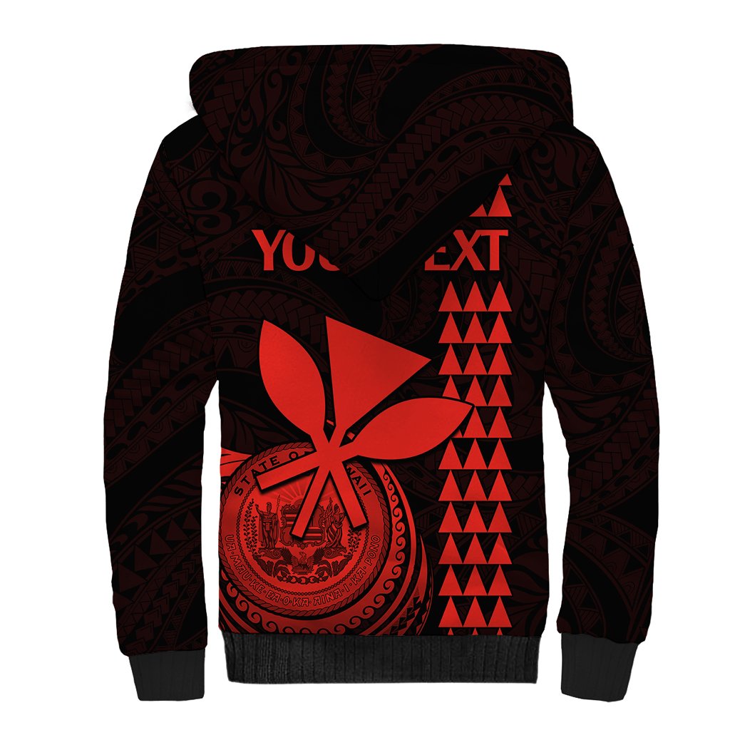 Custom Hawaii Sherpa Hoodie King Kamehameha - Red LT9 - Polynesian Pride