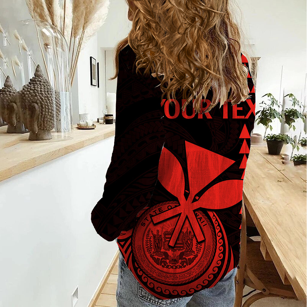 Custom Hawaii Women Casual Shirt King Kamehameha - Red LT9 - Polynesian Pride