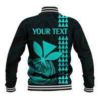 Custom Hawaii Baseball Jacket King Kamehameha - Turquoise LT9 - Polynesian Pride