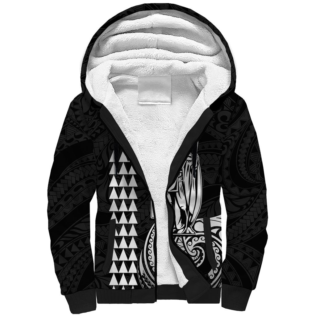 Custom Hawaii Sherpa Hoodie King Kamehameha - White LT9 Unisex White - Polynesian Pride