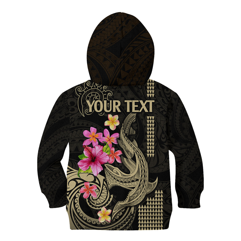 Custom Polynesian Kid Hoodie Hawaiian Warriors with Tribal Shark Tattoos - Nude LT9 - Polynesian Pride