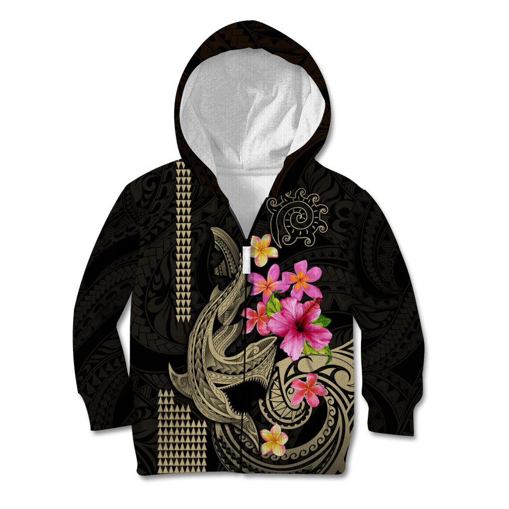 Custom Polynesian Kid Hoodie Hawaiian Warriors with Tribal Shark Tattoos - Nude LT9 - Polynesian Pride