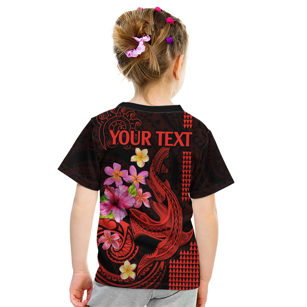 Custom Polynesian Kid T Shirt Hawaiian Warriors with Tribal Shark Tattoos - Red LT9 - Polynesian Pride