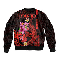 Custom Polynesian Sleeve Zip Bomber Jacket Hawaiian Warriors with Tribal Shark Tattoos - Red LT9 - Polynesian Pride