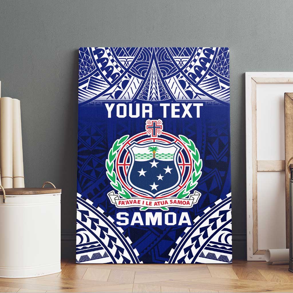 Personalised Samoa Coat Of Arms Canvas Wall Art With Polynesian Pattern Version